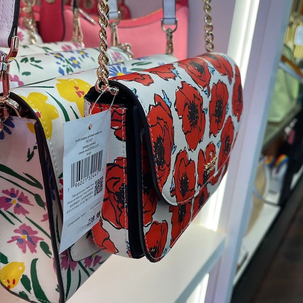 Kate Spade Kristi Poppy Printed Flap Crossbody 
Cream Multi NWT - Picture 7 of 16